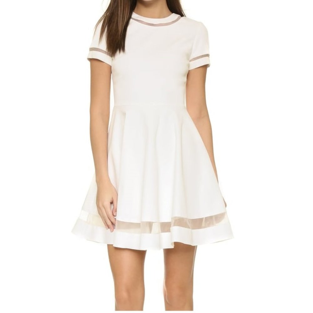 Alice + Olivia White Frances Mini Flared Dress